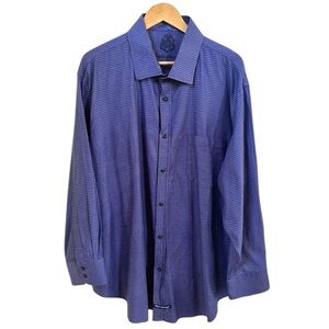 English Laundry Purple & Blue Checkered Cotton Long Sleeve Dress Shirt Sz 19 EUC